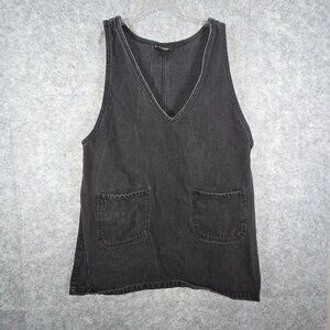 Monk Women's Denim Jumper Mini Dress Black Size M